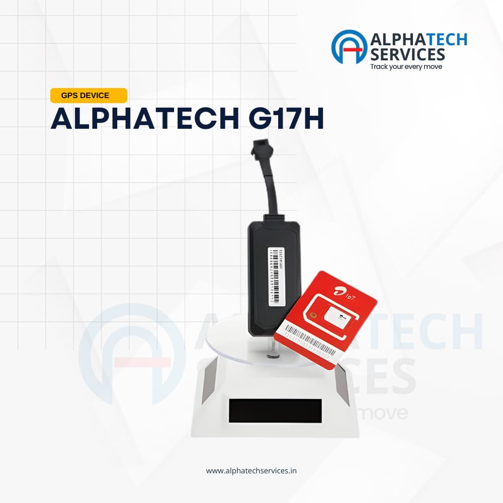 Angled view of Alphatech G17H compact wired GPS tracking device