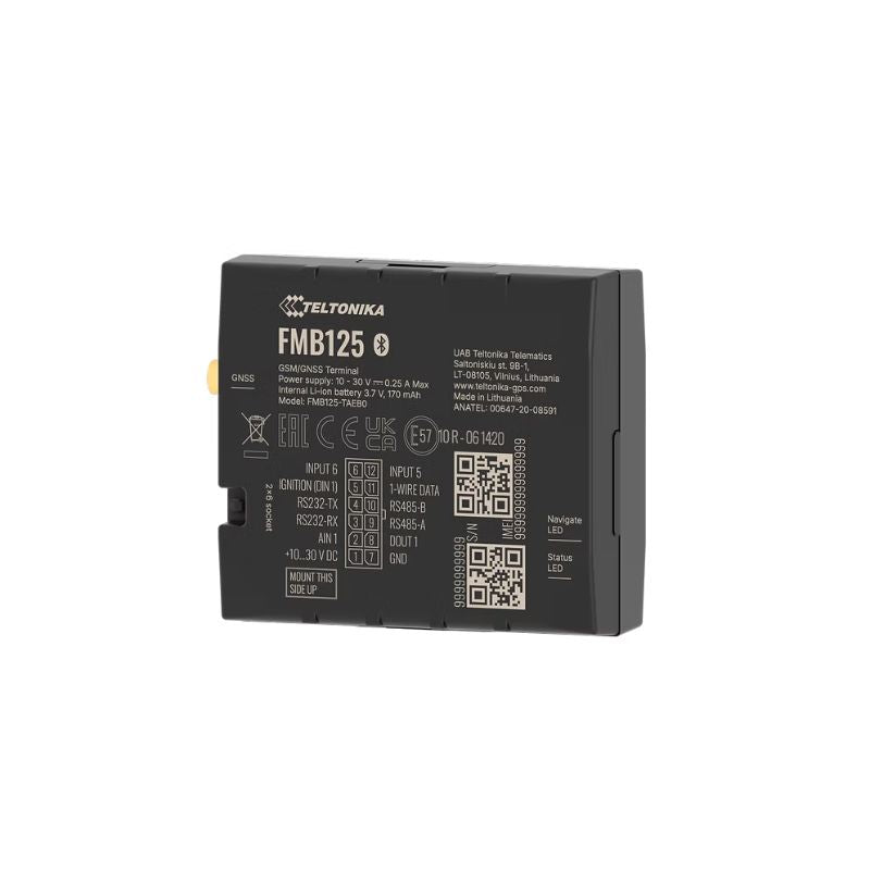 A black Tetronika FMB125 lithium-ion replacement battery for digital video cameras, shown from a three-quarters angle on a plain white background.